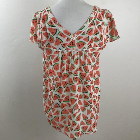 Anthropologie Maeve Watermelon Blouse 12 - Picture 6 of 10
